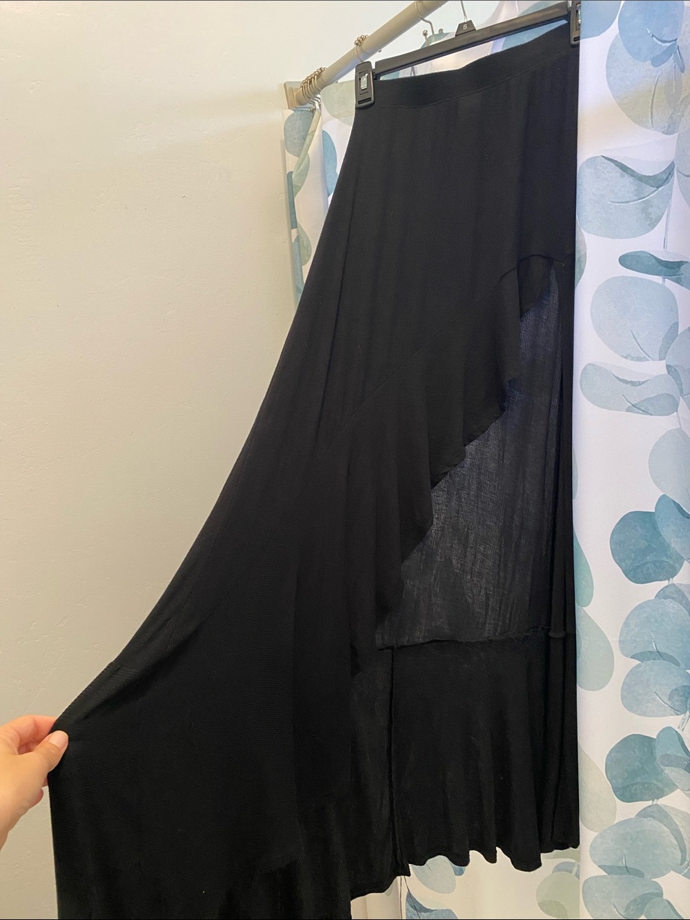 Go Couture Black Asymmetrical Maxi Skirt